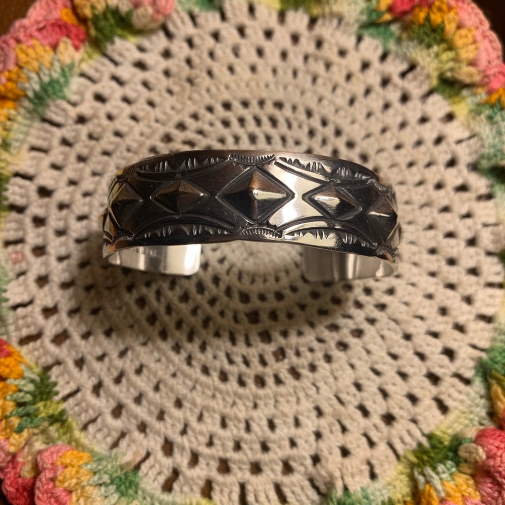Sterling silver NORA cuff bracelet with 5 studs